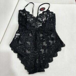Avidlove Babydoll Lace Black Lingerie Teddy See Through Size Small Mesh